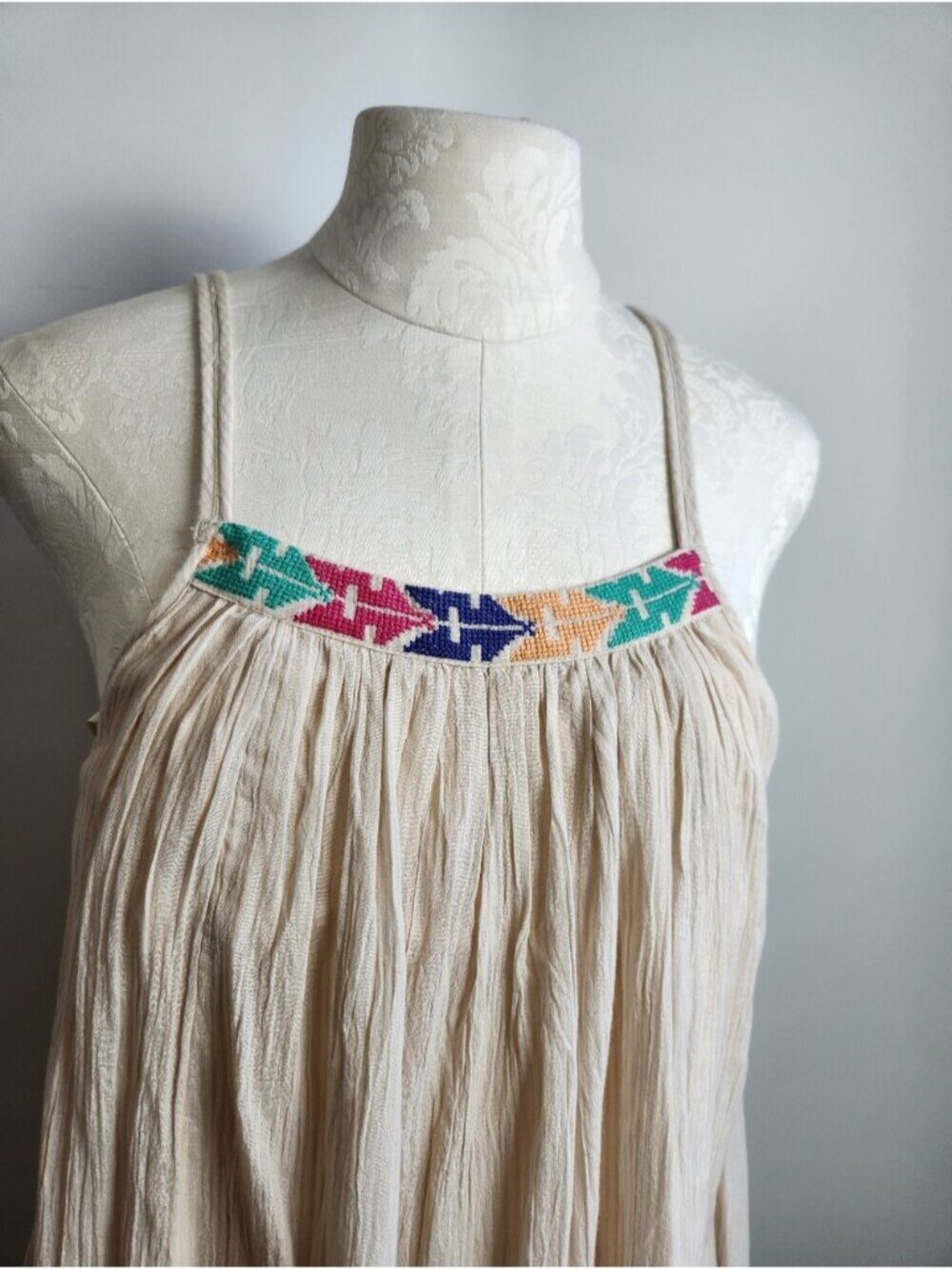 Free People 100% Cotton Cream Dress Size XS Fits Small - Medium Oversized Drapey - Picture 4 of 13